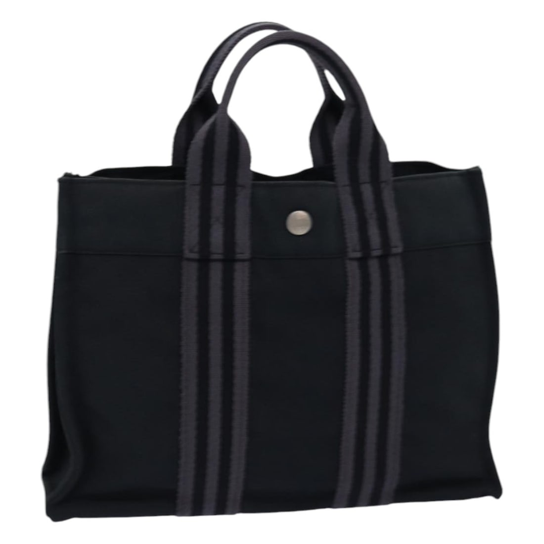 HERMES Fourre Tout PM Black Canvas Hand Bag Silver Accents (1 of 18)