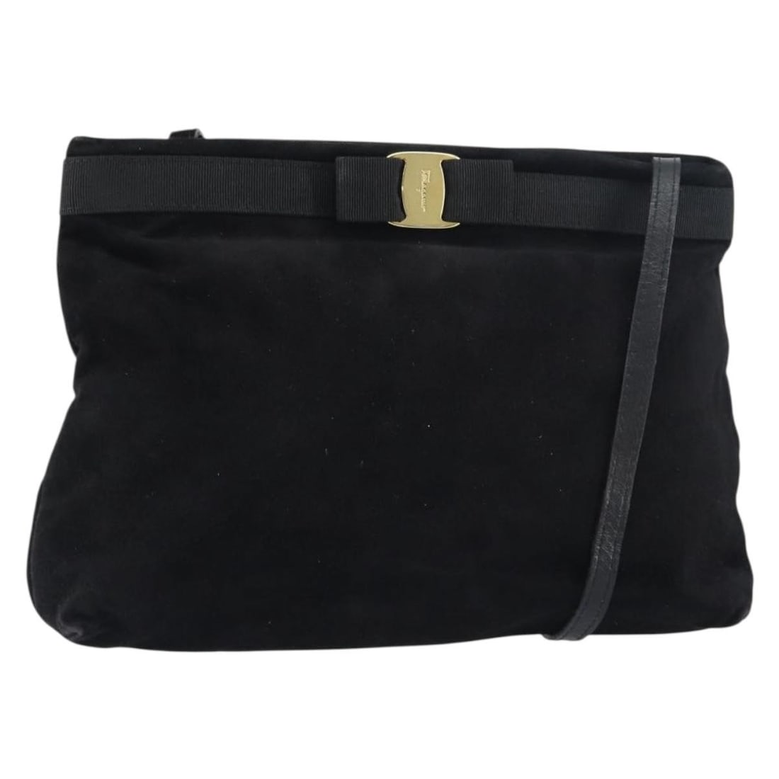 Salvatore Ferragamo Vala Black Gold Suede Shoulder Bag Italy: Salvatore Ferragamo Vala Black Gold Suede Shoulder Bag Italy Elevate your accessory collection with the Salvatore Ferragamo Vala Shoulder Bag, crafted from luxurious black suede and accented with gold