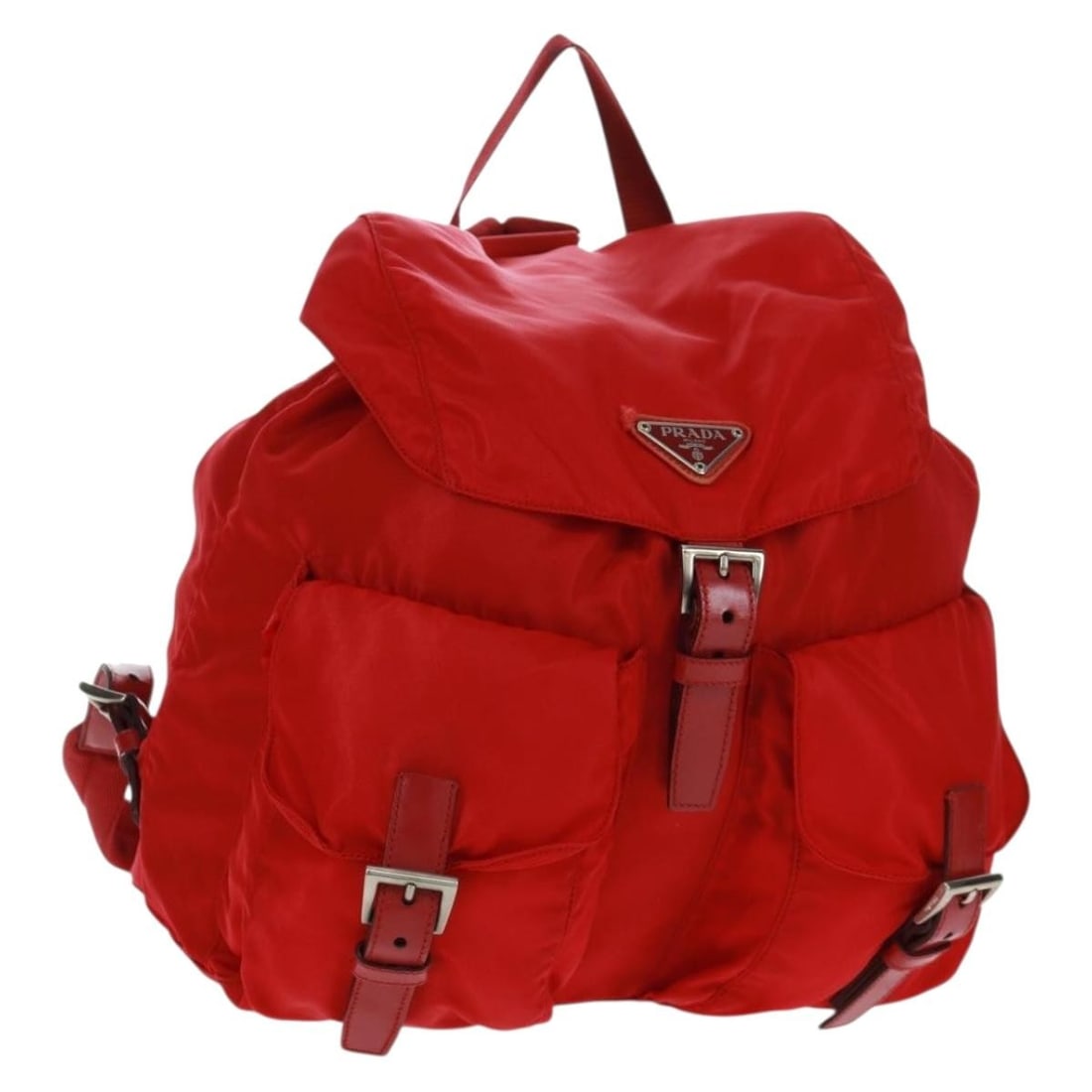Red and Silver Nylon Prada Backpack Made in Italy (1 of 18)