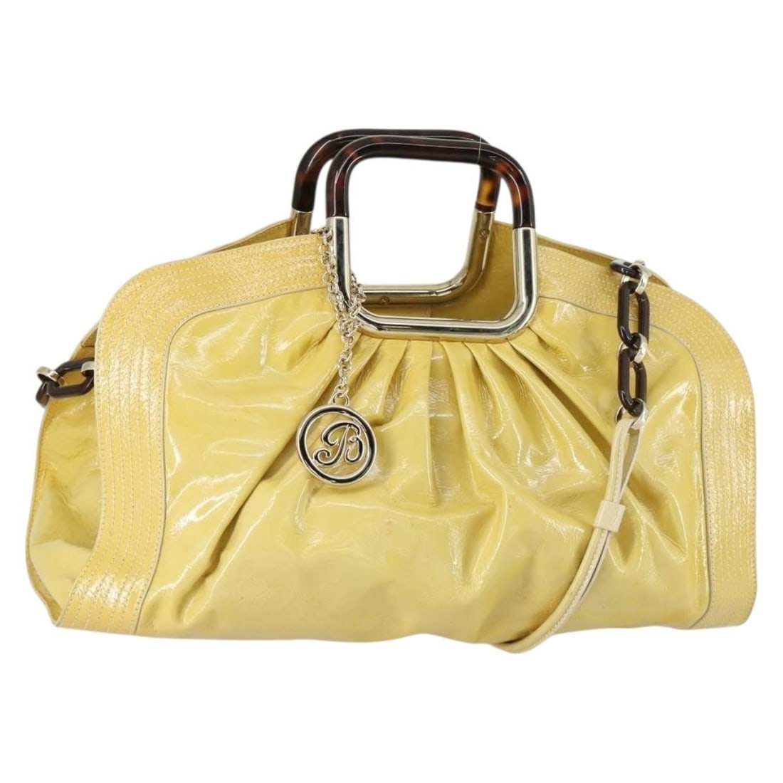 BALLY PACHINA Yellow Gold Enamel Hand Bag 000 2040 0323 Auth Italy: BALLY PACHINA Yellow Gold Enamel Hand Bag 000 2040 0323 Auth Italy This BALLY PACHINA handbag is a stylish accessory crafted in Italy, featuring a vibrant yellow and gold enamel exterior. With a gener