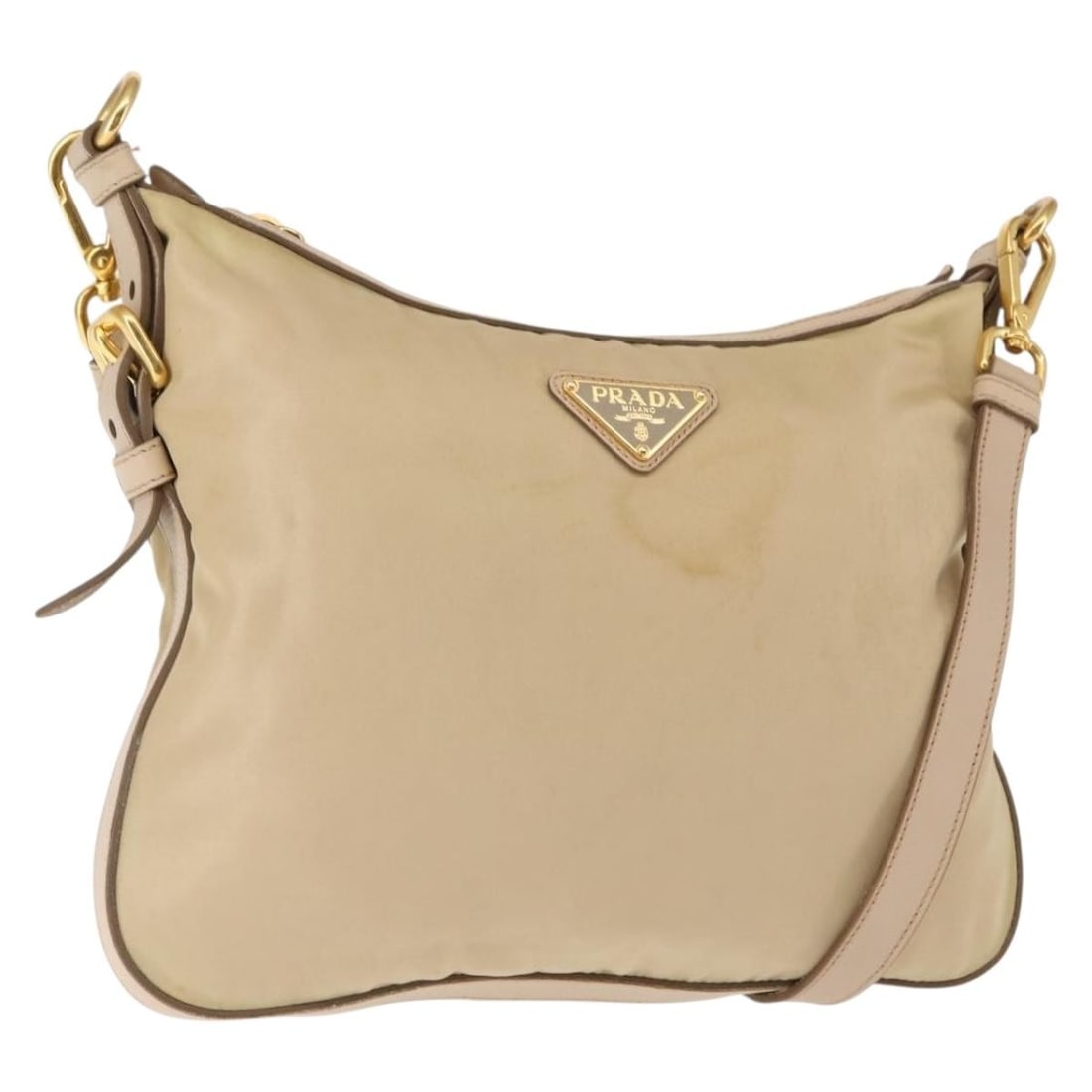 PRADA Beige Nylon Shoulder Bag with 19.7 Inch Strap Drop (1 of 18)