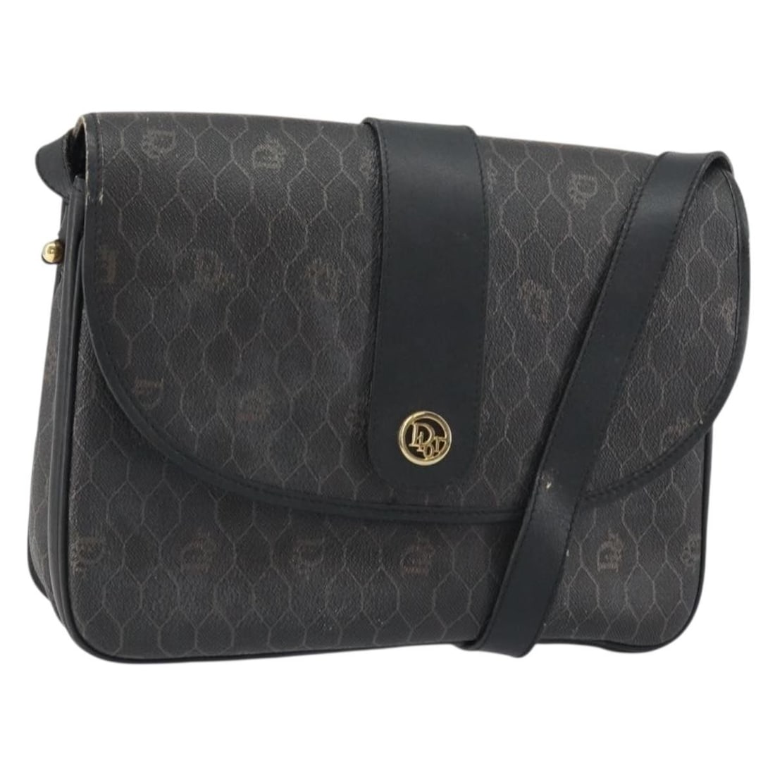 Christian Dior Honeycomb Canvas Shoulder Bag Black Gold PVC Auth: Christian Dior Honeycomb Canvas Shoulder Bag Black Gold PVC Auth This Christian Dior Honeycomb Canvas Shoulder Bag is a stylish accessory crafted from durable PVC leather in a classic black and gold c