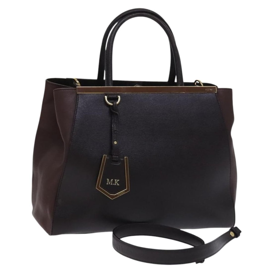 Fendi Toulouse brown leather tote with shoulder strap and gold accents: Fendi Toulouse brown leather tote with shoulder strap and gold accents This FENDI Toulouse tote bag features a brown and gold leather exterior and offers versatile carrying options with both handles a