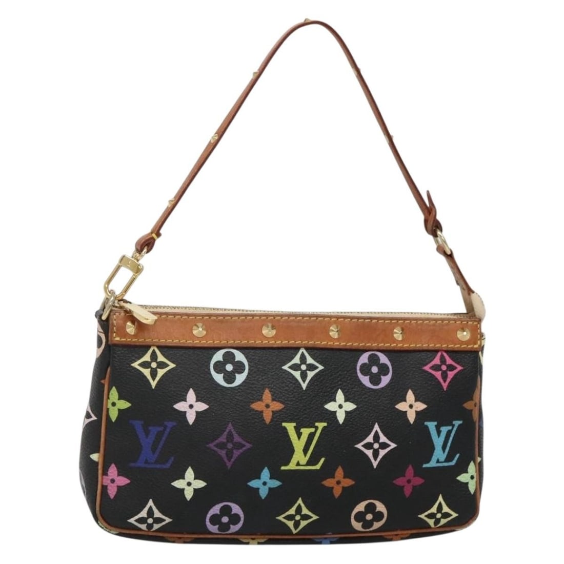 LOUIS VUITTON Monogram Multicolor Pouch Black M92648 Auth (1 of 18)