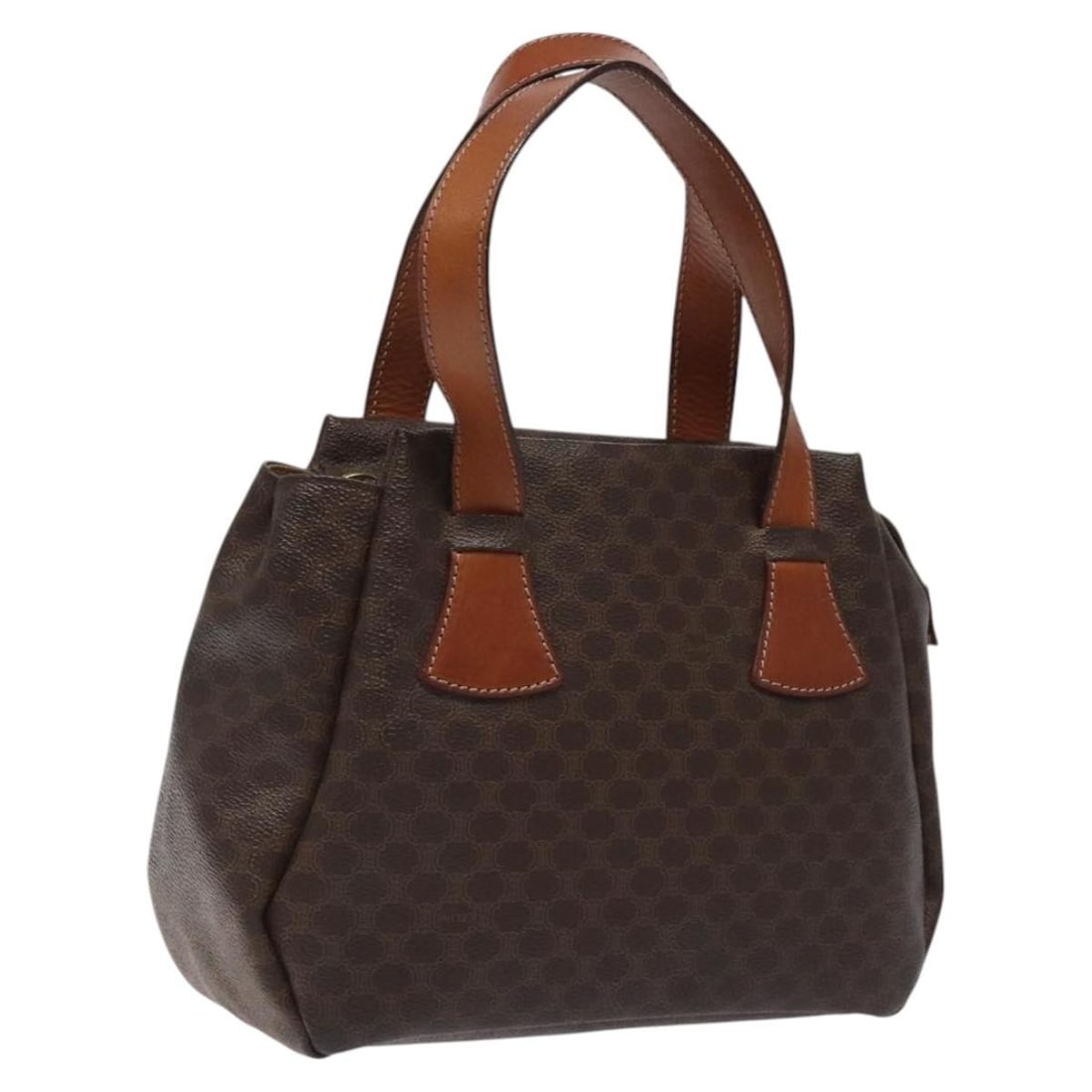 CELINE Macadam Canvas Hand Bag PVC Leather Brown Gold Made in Italy (1 of 18)