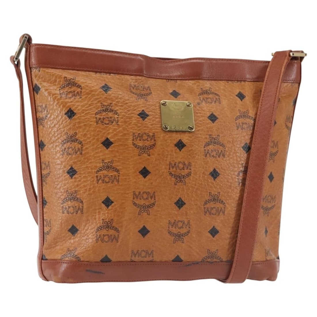 MCM Logogram Vicetos Brown Gold Shoulder Bag PVC Leather Made in Germany (1 of 18)