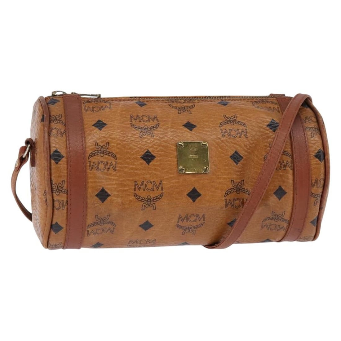 MCM Logogram Vicetos Brown Shoulder Bag PVC Leather Auth (1 of 18)