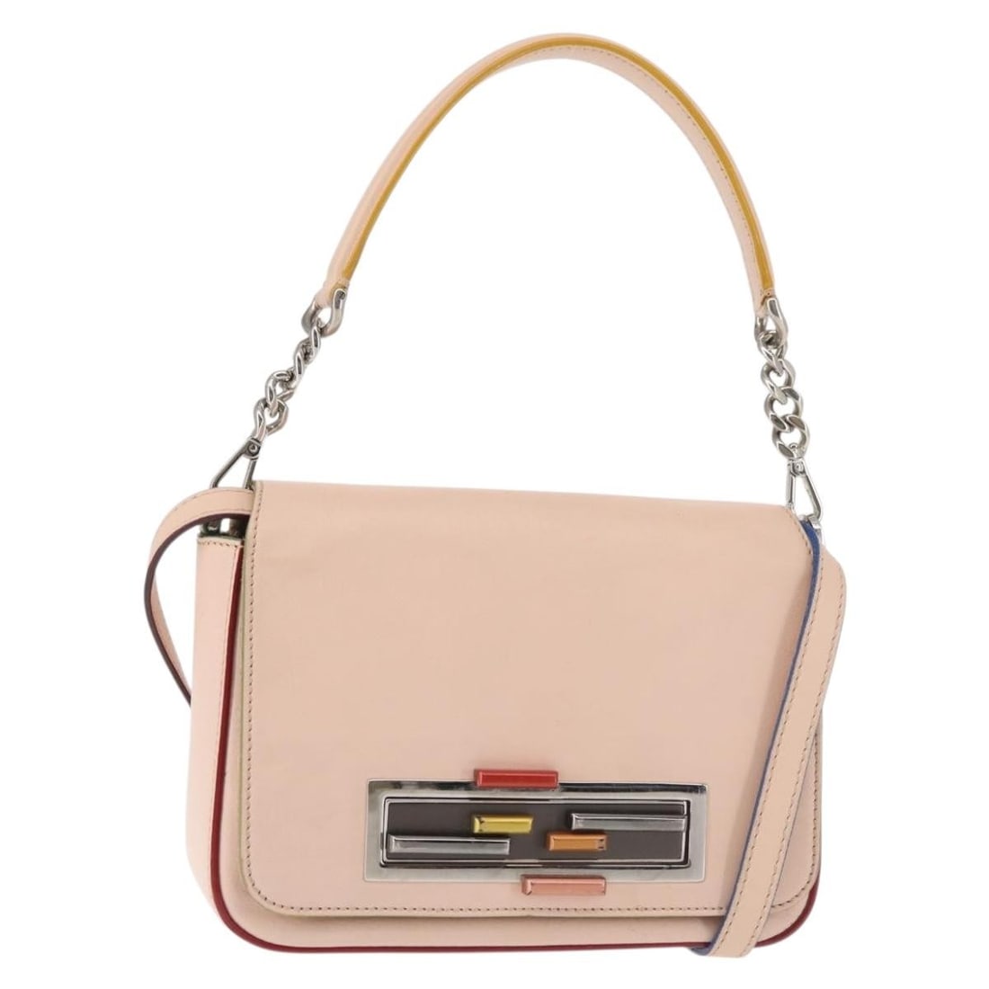 Fendi Trevaget Pink Silver Leather Shoulder Bag 2way Authentic (1 of 18)