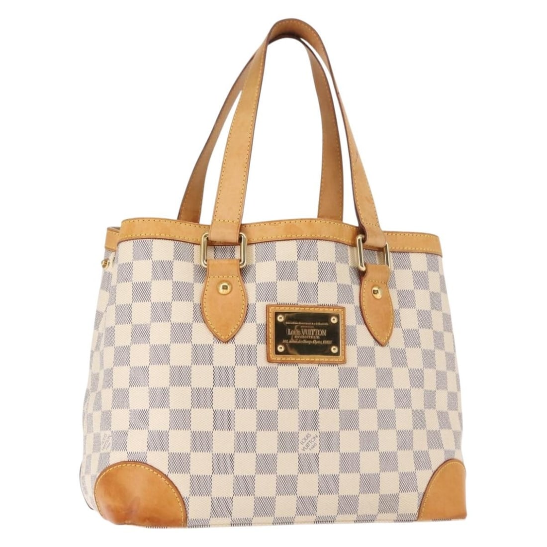 LOUIS VUITTON Damier Azur Hampstead PM Tote Bag N51207 Authentic: LOUIS VUITTON Damier Azur Hampstead PM Tote Bag N51207 Authentic The LOUIS VUITTON Damier Azur Hampstead PM Tote Bag is a stylish and practical accessory, crafted from durable Damier Azur Canvas. This