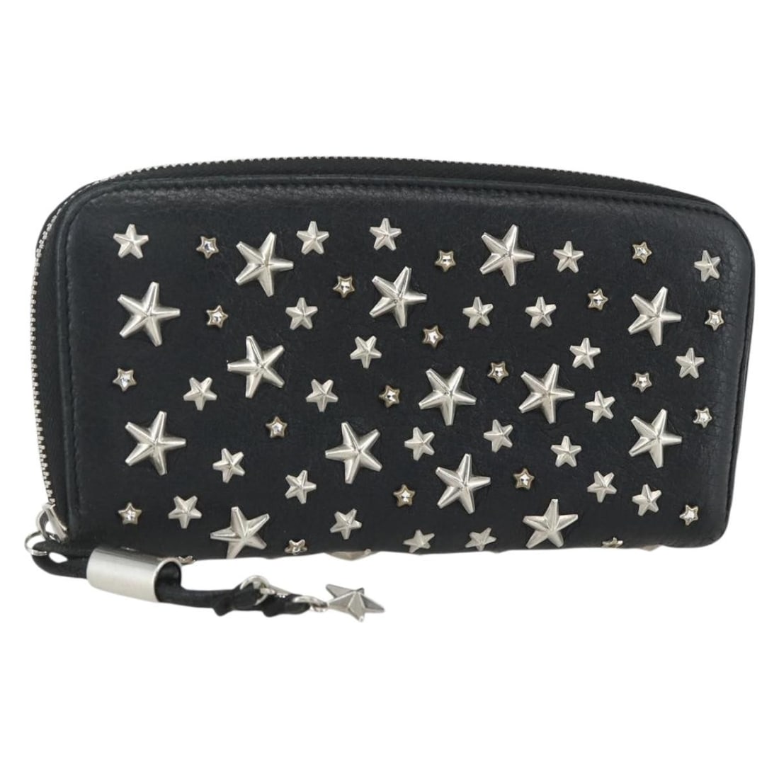 Jimmy Choo Black Leather Long Wallet with Silver Studs Auth: Jimmy Choo Black Leather Long Wallet with Silver Studs Auth This elegant Jimmy Choo long wallet is crafted from premium leather in a sophisticated black and silver color combination. Designed to combi