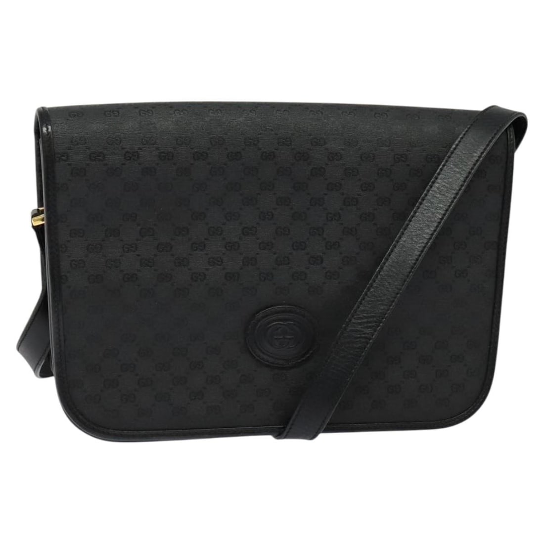 GUCCI Micro GG Supreme Shoulder Bag PVC Black Gold 001 104 0915 Authentic Italian Design (1 of 18)