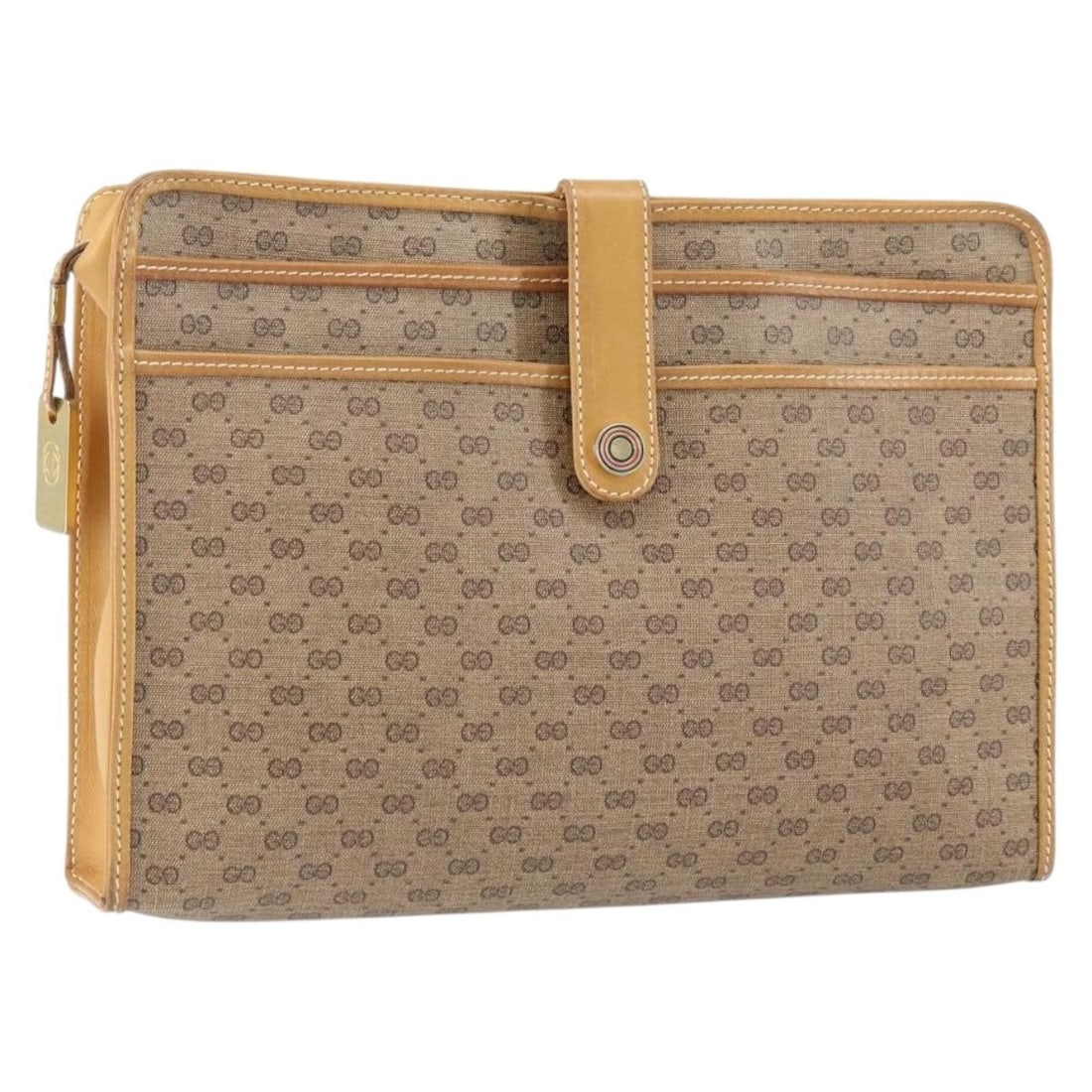 GUCCI Micro GG Supreme Clutch Bag Beige Gold PVC Leather 006 904 0555 Auth (1 of 18)