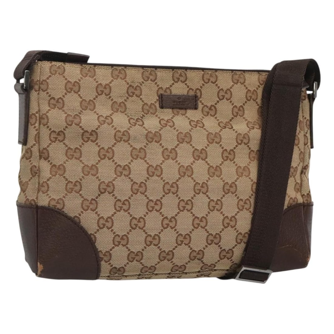 GUCCI GG Canvas Shoulder Bag Beige Silver 114273 Authentic Italy (1 of 18)