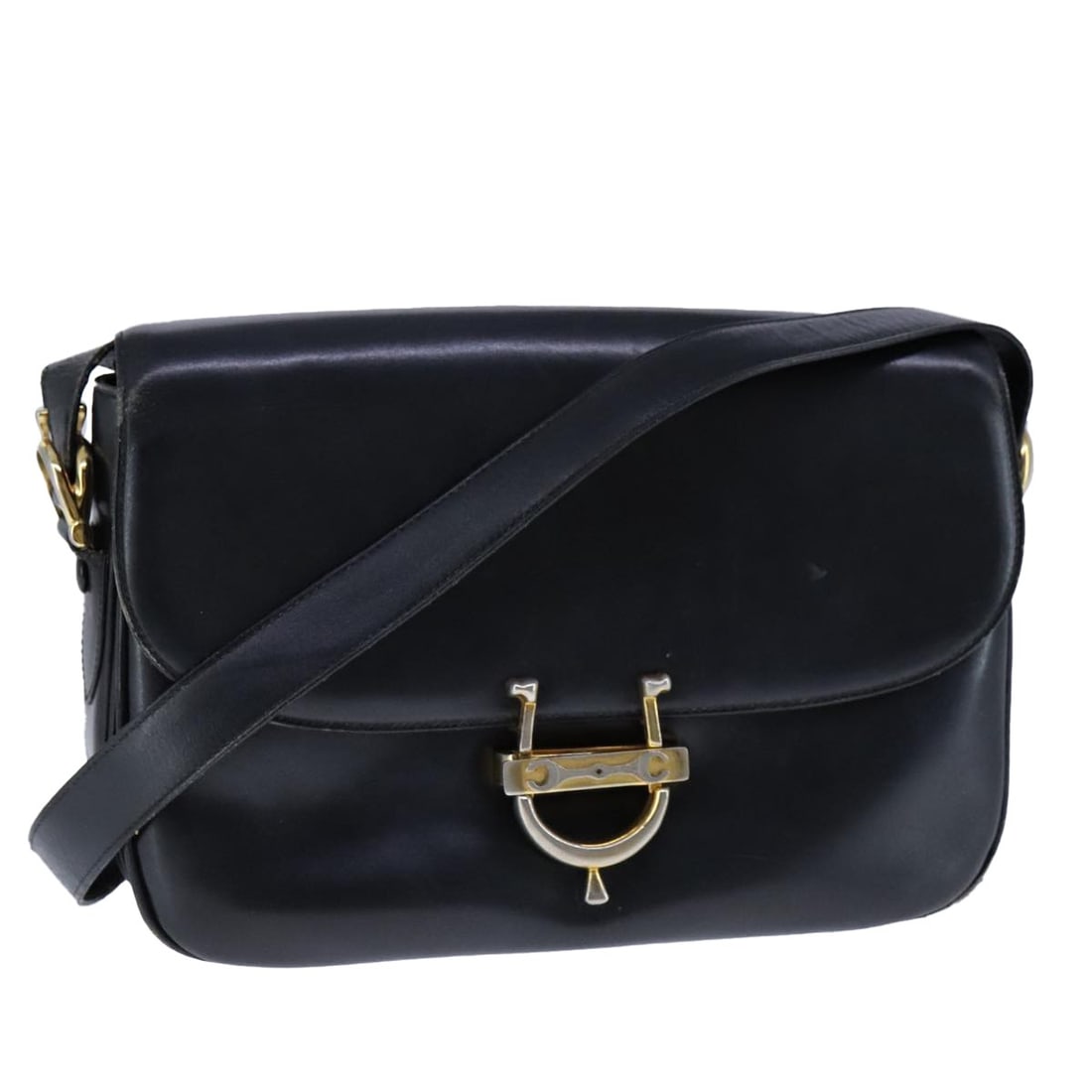 Authentic CELINE Black Gold Leather Shoulder Bag 104448 (1 of 18)