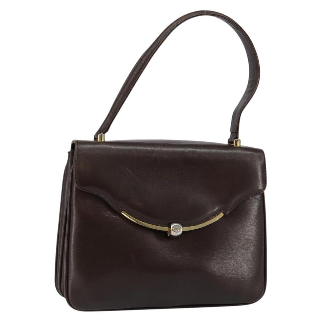 GUCCI Brown Gold Leather Shoulder Bag Italy Authentic (1 of 18)