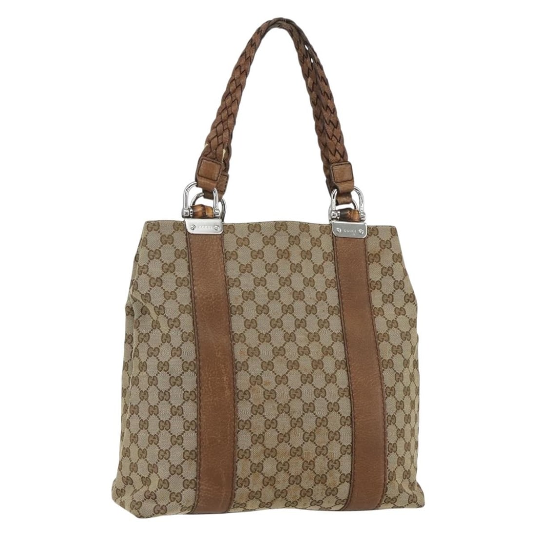 GUCCI GG Canvas Tote Bag Beige Silver 232946 Authentic Italy (1 of 18)
