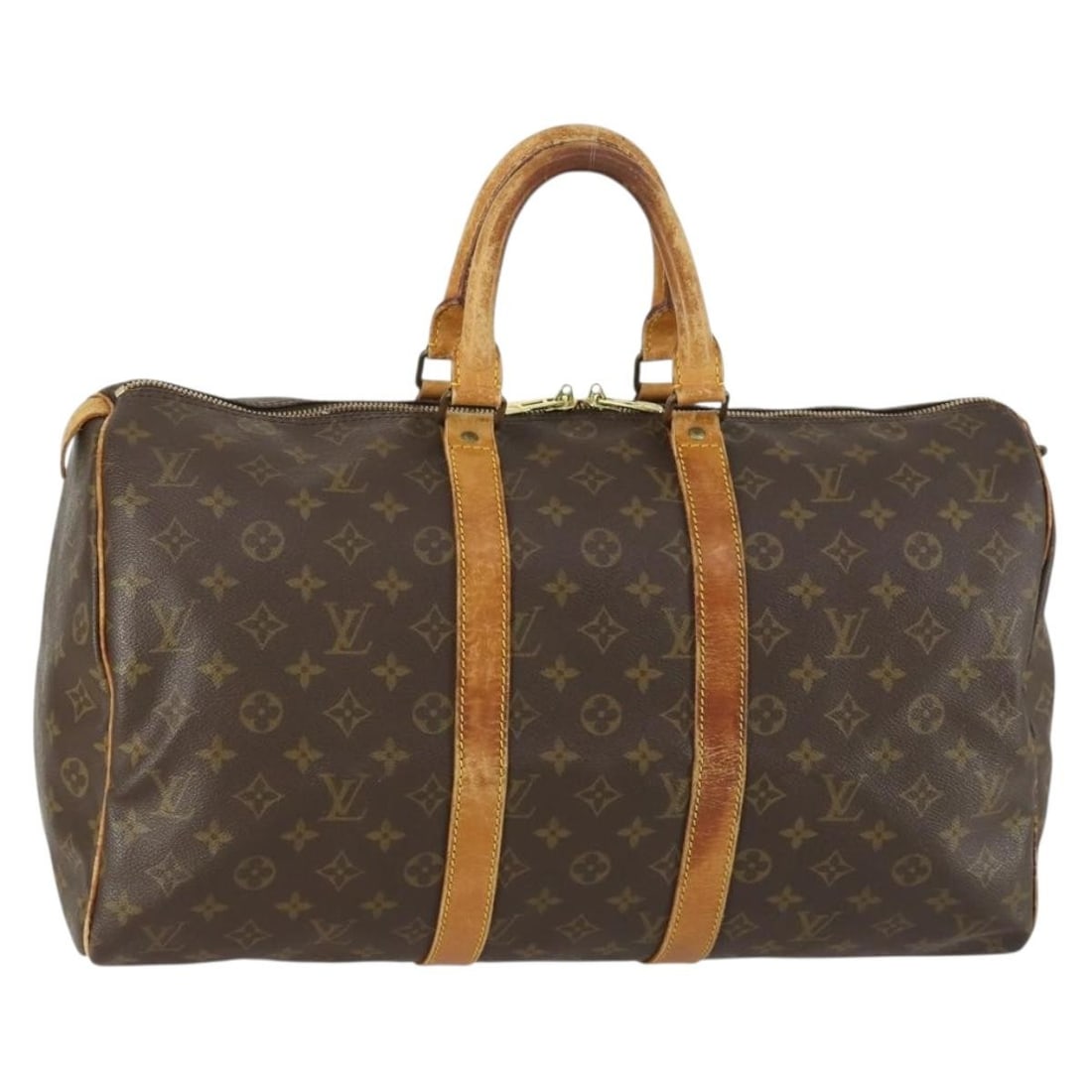 Monogram Canvas Keepall 45 Boston Bag by Louis Vuitton M41428: Monogram Canvas Keepall 45 Boston Bag by Louis Vuitton M41428 This Louis Vuitton Monogram Keepall 45 Boston Bag features the brand's iconic monogram canvas exterior. The bag is made in France and show
