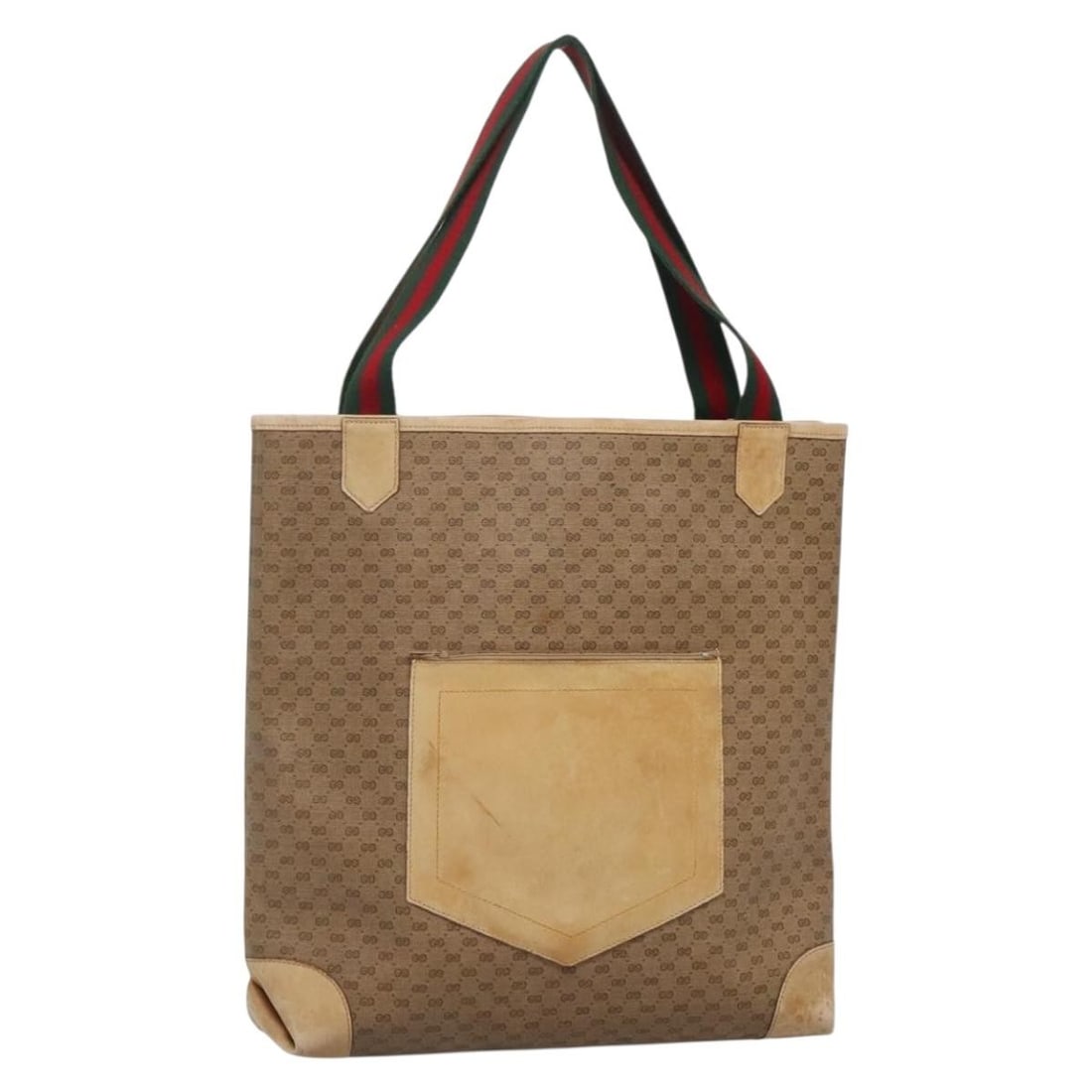 GUCCI Micro GG Supreme Tote Bag Beige PVC 904 002 0222 Auth: GUCCI Micro GG Supreme Tote Bag Beige PVC 904 002 0222 Auth This authentic GUCCI Micro GG Supreme Web Sherry Line Tote Bag is a stylish accessory crafted in Italy. Made from durable PVC leather, it fe