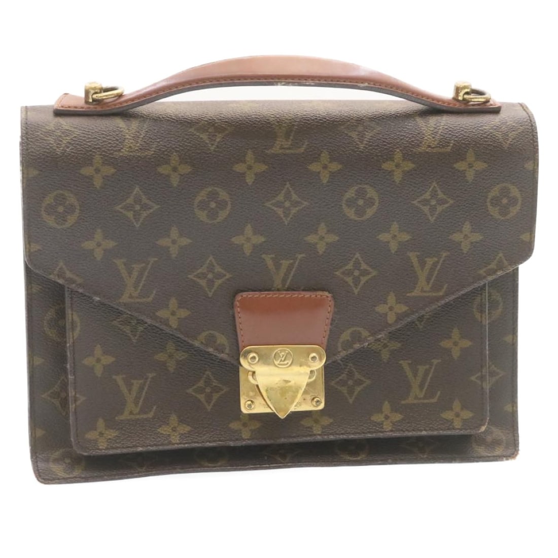 LOUIS VUITTON Monogram Monceau M51185 2Way Hand Bag Auth (1 of 18)