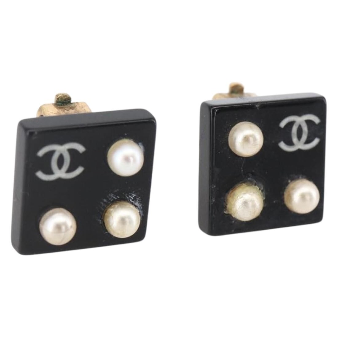 Chanel Black CC Metal Earrings Authenticated France (1 of 12)