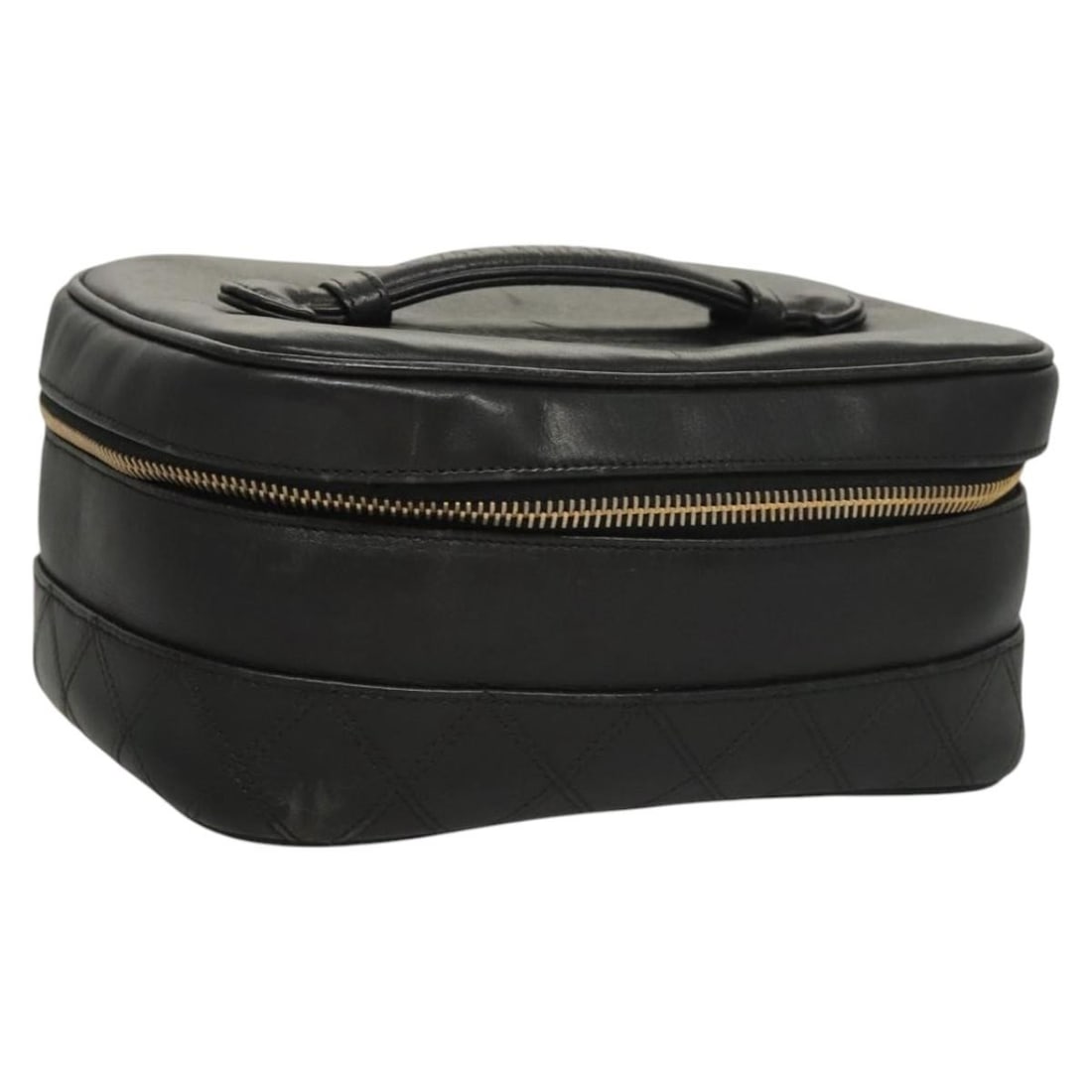 CHANEL Black Gold Leather Vanity Pouch CC Logo Auth 122610 (1 of 18)