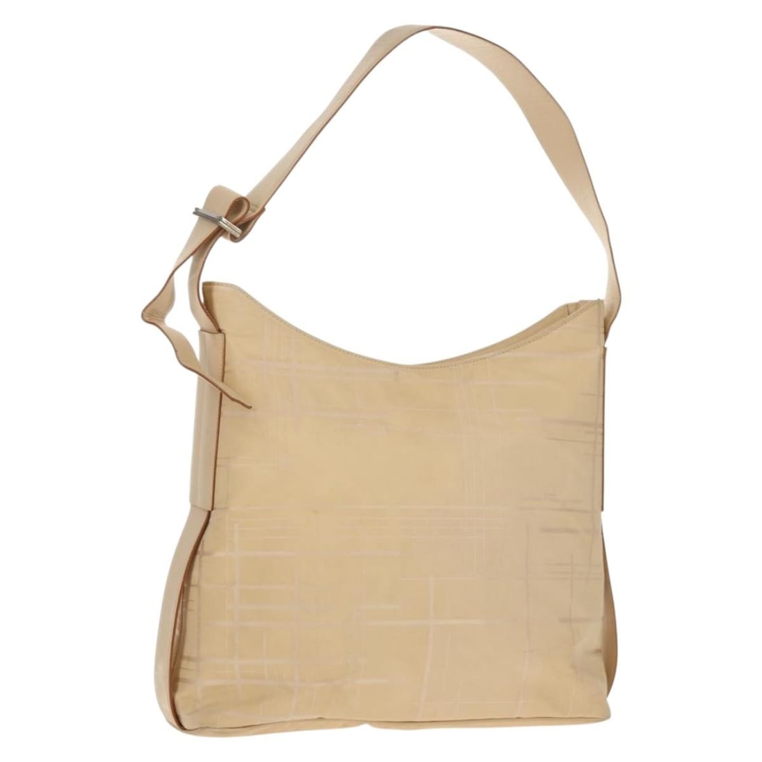 Salvatore Ferragamo Beige Silver Nylon Shoulder Bag Auth AU-21 9360: Salvatore Ferragamo Beige Silver Nylon Shoulder Bag Auth AU-21 9360 This elegant Salvatore Ferragamo shoulder bag combines a durable nylon exterior with chic beige and silver hues, making it a versati