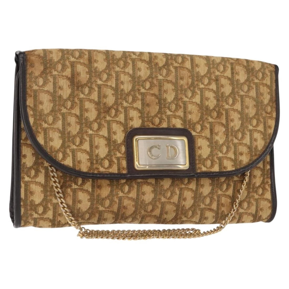 Christian Dior Trotter Canvas Brown Gold Shoulder Bag Auth 147883 (1 of 18)