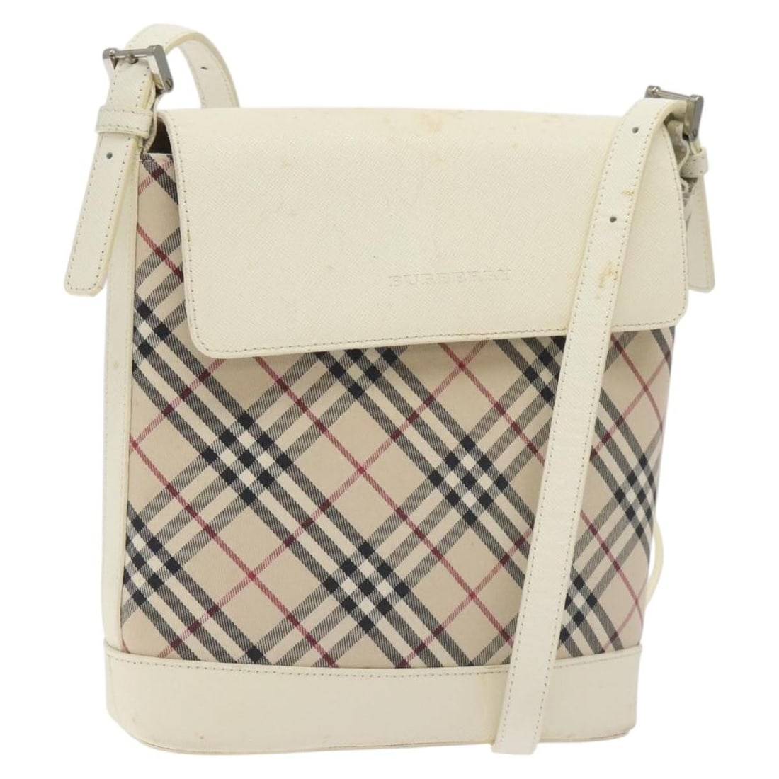 Burberry Nova Check Beige Silver Canvas Shoulder Bag Auth: Burberry Nova Check Beige Silver Canvas Shoulder Bag Auth This BURBERRY Nova Check Shoulder Bag is a stylish and functional accessory made from durable canvas. The exterior features a chic beige and s