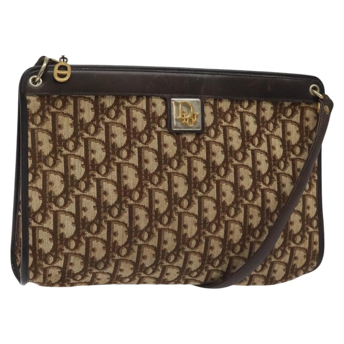 Christian Dior Trotter Canvas Shoulder Bag Brown Gold Made in France (1 of 18)