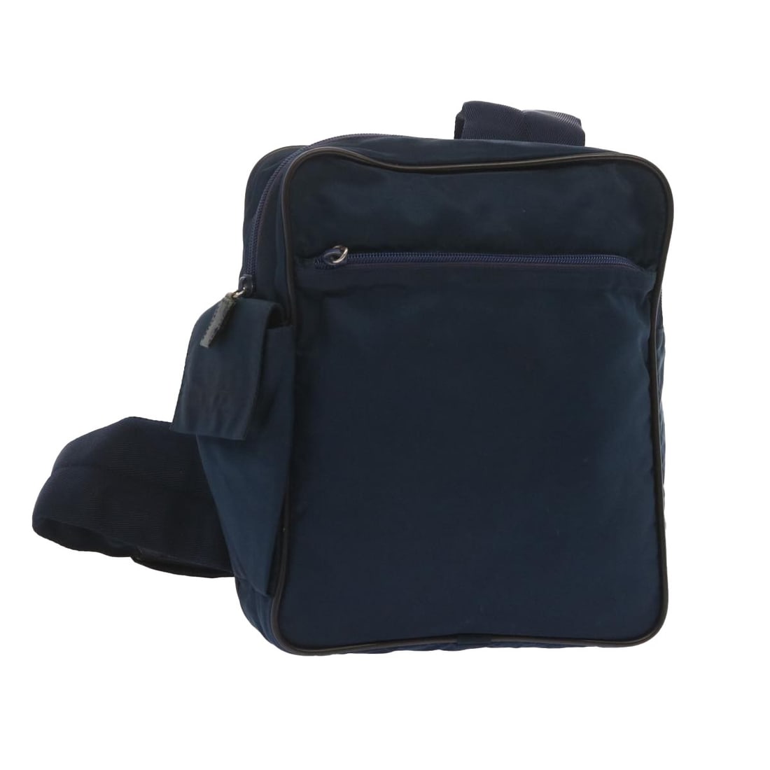PRADA Navy Nylon Shoulder Bag Made in Italy: PRADA Navy Nylon Shoulder Bag Made in Italy Elevate your style with this authentic PRADA shoulder bag, crafted from durable nylon in a classic navy color. This spacious bag features dimensions of appr