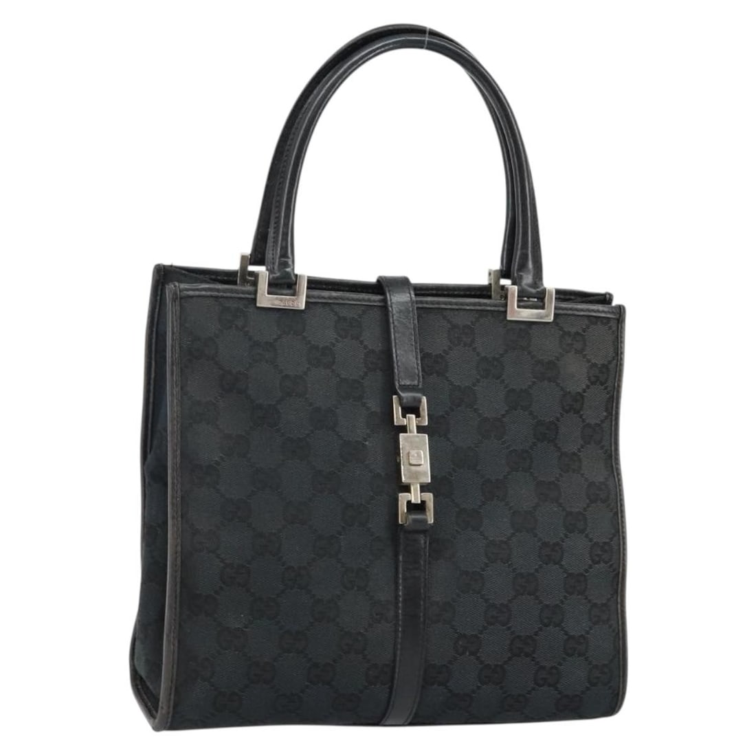 GUCCI GG Canvas Jackie Hand Bag Black Silver Model 002 1065 Auth (1 of 18)