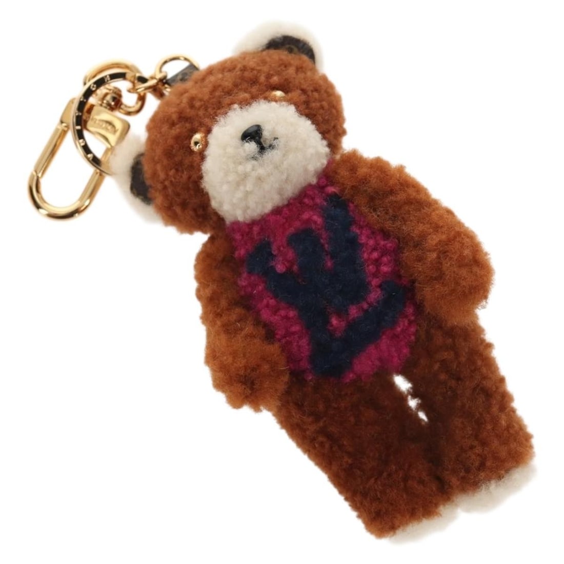 LOUIS VUITTON M69854 Teddy Bear Key Holder Leather Brown Auth Italy (1 of 13)