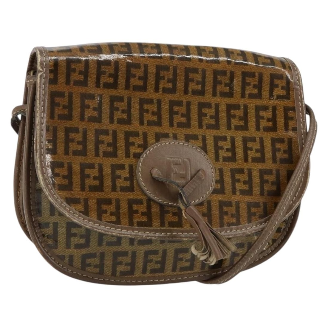 FENDI Zucchino Canvas Beige Brown Shoulder Bag Italy Authentic: FENDI Zucchino Canvas Beige Brown Shoulder Bag Italy Authentic This Fendi Zucchino Canvas Shoulder Bag combines a chic design with practicality, featuring a stylish enamel exterior in a sophisticated
