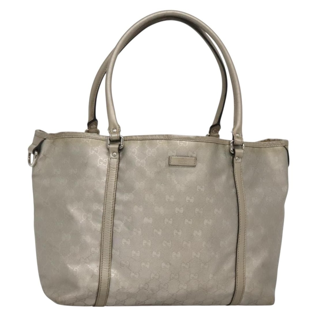 GUCCI GG Canvas Tote Bag Silver 197953 Authentic Made in Italy: GUCCI GG Canvas Tote Bag Silver 197953 Authentic Made in Italy This stylish GUCCI GG implementation Tote Bag is a perfect blend of luxury and practicality. Made from durable GG Canvas, it features a s