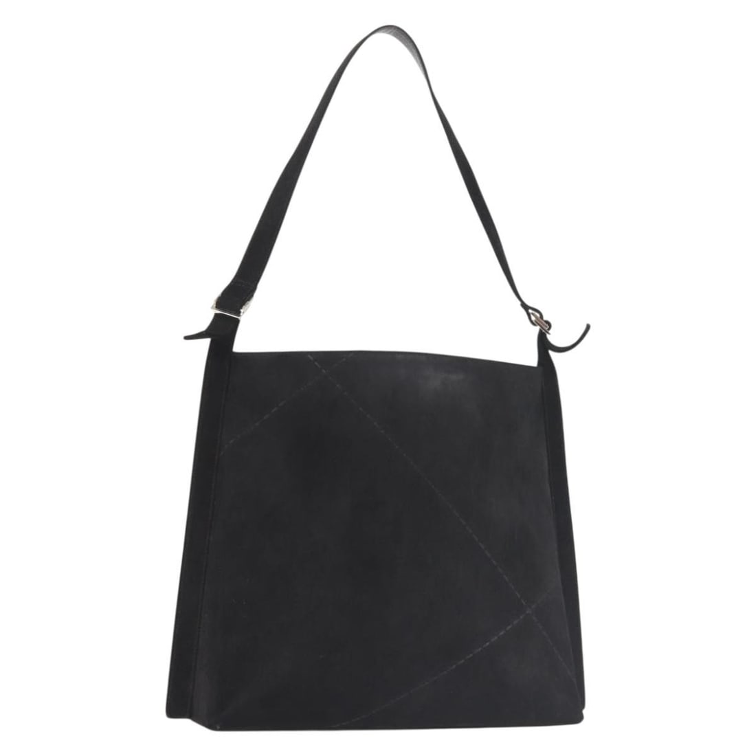 Salvatore Ferragamo Gray Suede Shoulder Bag Silver Auth BA6020 (1 of 18)