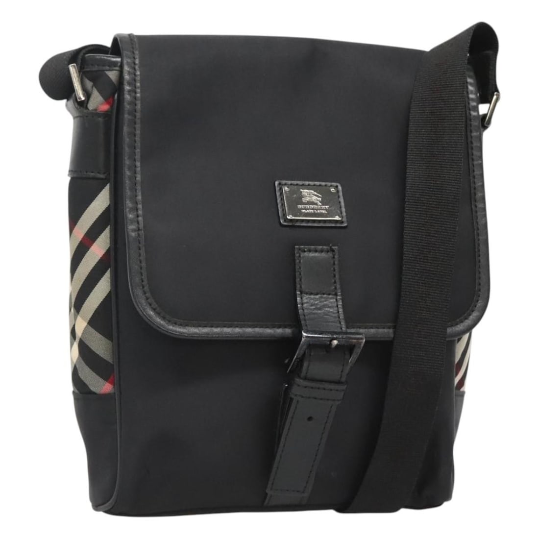 BURBERRY Black Silver Nylon Shoulder Bag Auth Japan: BURBERRY Black Silver Nylon Shoulder Bag Auth Japan This Burberry shoulder bag combines style and practicality, crafted from durable nylon in a sleek black and silver color scheme. The bag features an