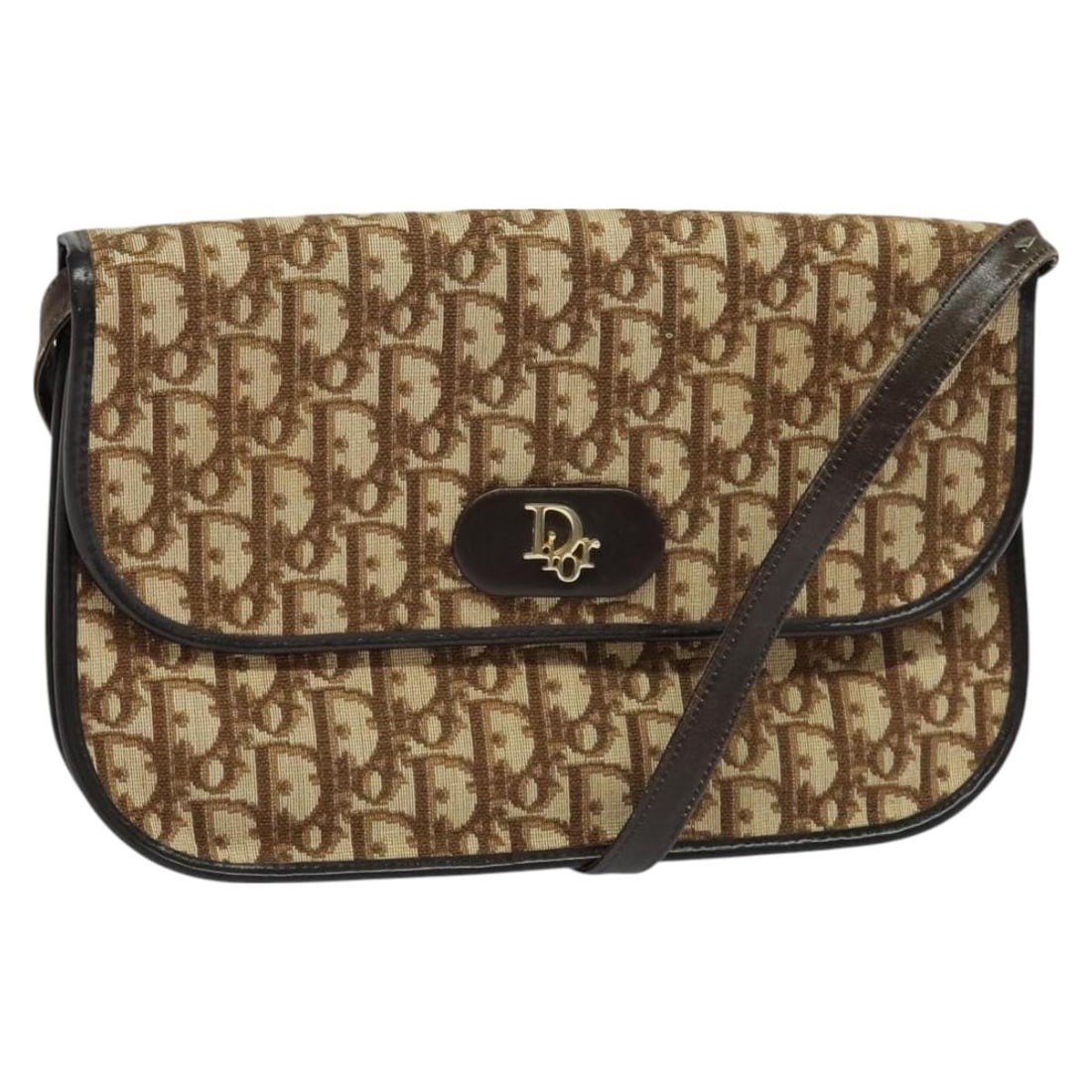 Trotter Pattern Brown Shoulder Bag by Christian Dior Vintage Collection: Trotter Pattern Brown Shoulder Bag by Christian Dior Vintage Collection This vintage Christian Dior Trotter shoulder bag features a brown exterior and is designed for women. The pre-owned bag displays