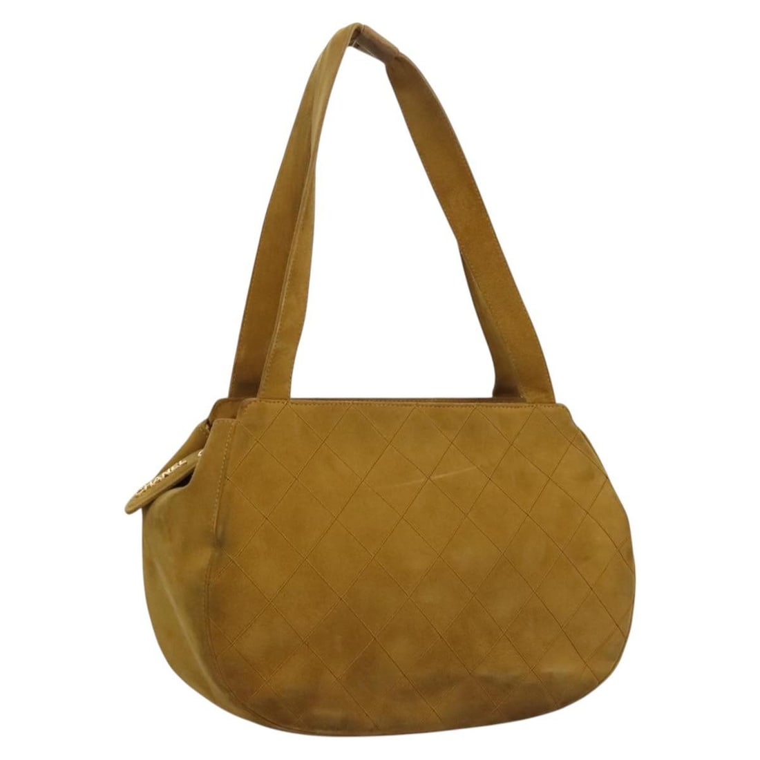 CHANEL Yellow Suede Matelasse Hand Bag CC Logo Italy (1 of 18)