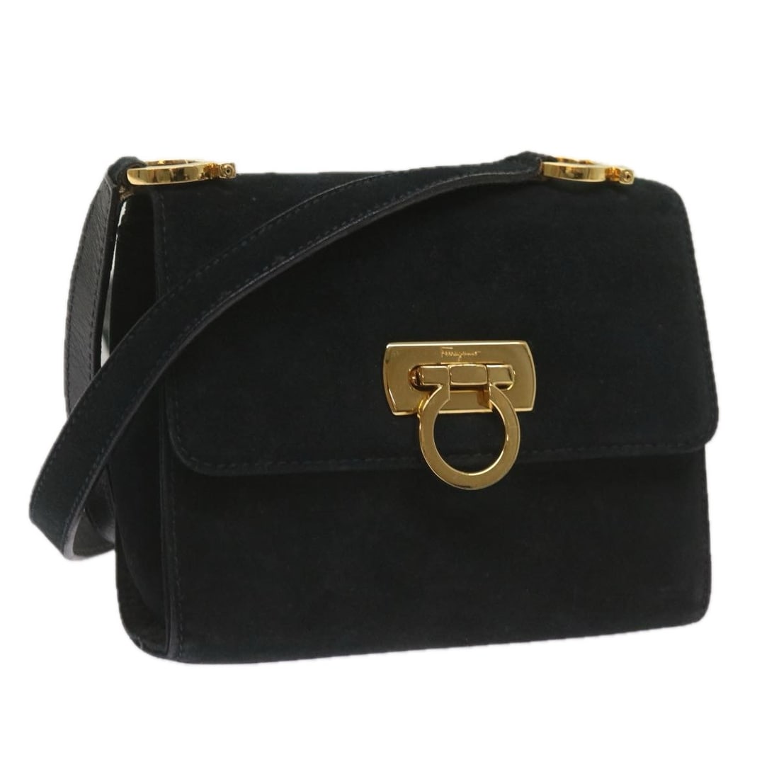 Salvatore Ferragamo Black Suede Gancini Shoulder Bag Auth Italy: Salvatore Ferragamo Black Suede Gancini Shoulder Bag Auth Italy This authentic Salvatore Ferragamo Gancini Shoulder Bag is crafted from luxurious black suede, showcasing a timeless design that is perf