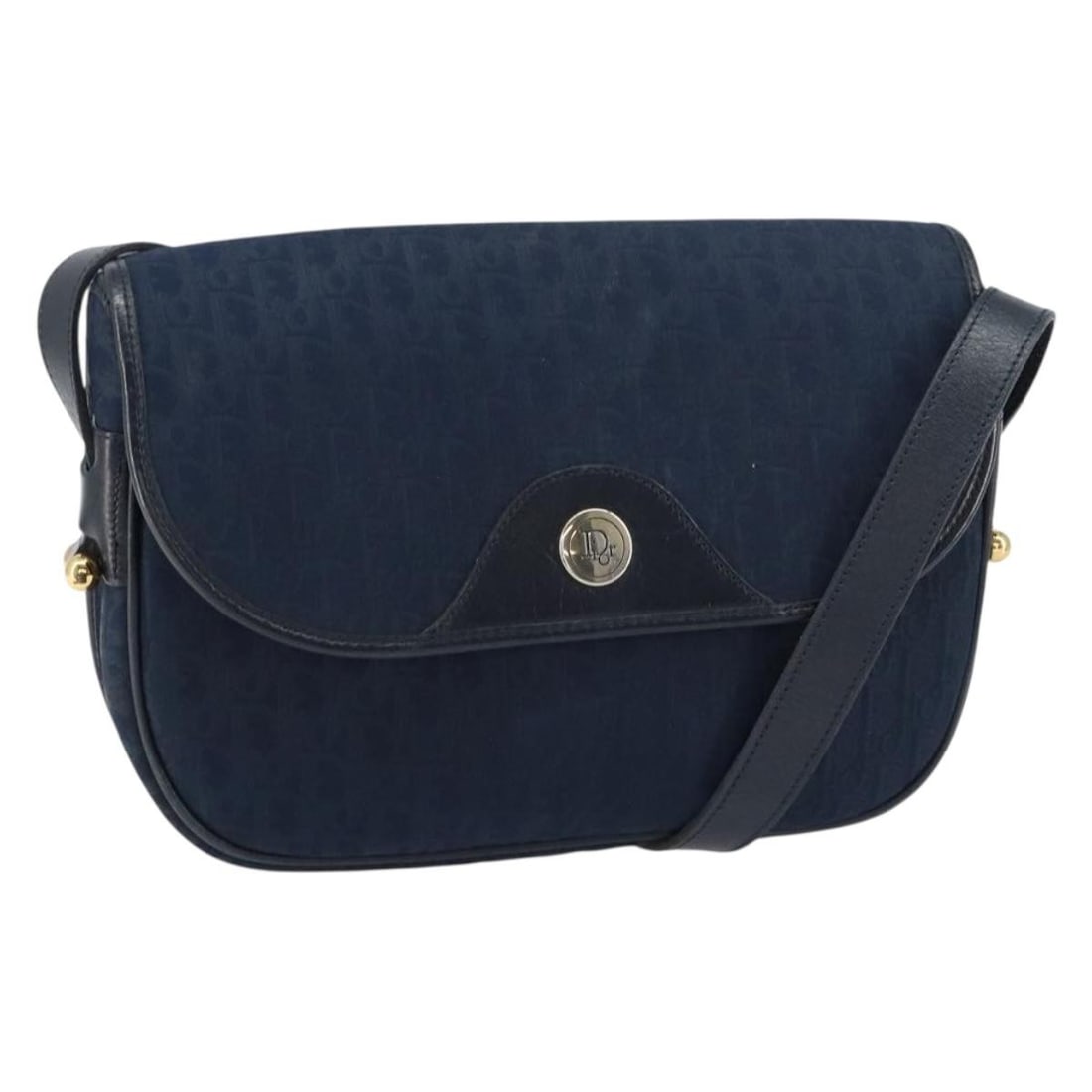 Navy Gold Christian Dior Trotter Canvas Shoulder Purse France: Navy Gold Christian Dior Trotter Canvas Shoulder Purse France This is a Christian Dior shoulder bag crafted from signature Trotter canvas in navy and gold tones. Made in France, the bag features an ad