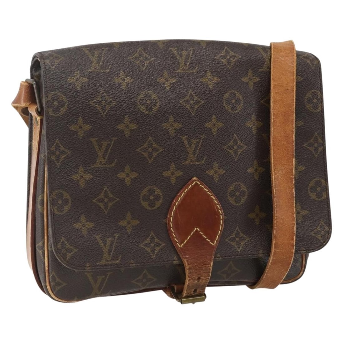 Louis Vuitton Cartouchiere GM Monogram Canvas Shoulder Bag M51252 France: Louis Vuitton Cartouchiere GM Monogram Canvas Shoulder Bag M51252 France This Louis Vuitton Monogram Cartouchiere GM is a shoulder bag crafted from signature Monogram canvas with leather trim. Made in