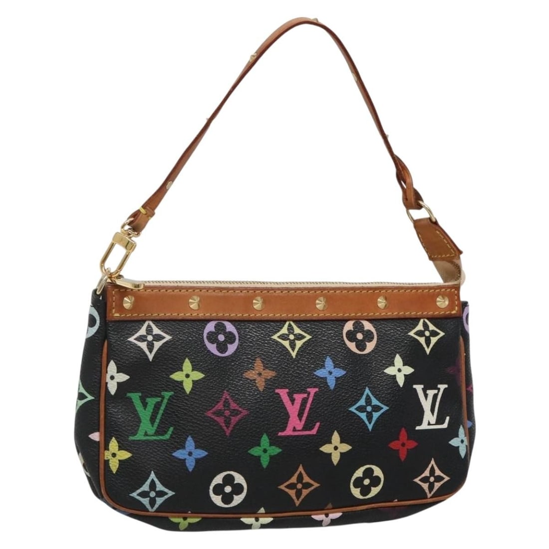 LOUIS VUITTON Monogram Multicolor Pochette Pouch Black M92648 Made in France (1 of 18)