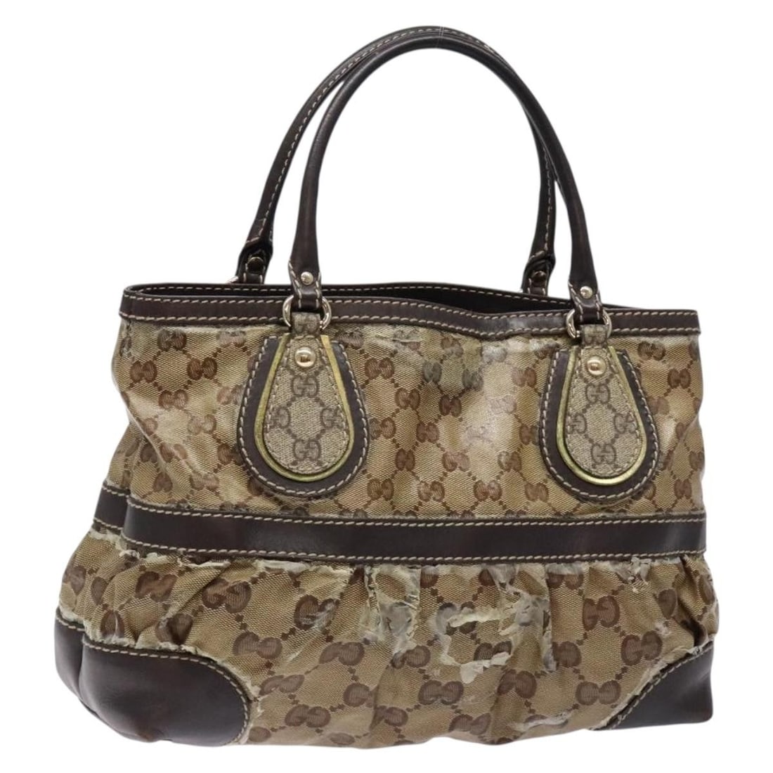 GUCCI GG Crystal Hand Bag Coated Canvas Beige Gold 223964 Made in Italy: GUCCI GG Crystal Hand Bag Coated Canvas Beige Gold 223964 Made in Italy Elevate your style with this exquisite GUCCI GG Crystal Hand Bag, crafted from durable coated canvas in a stunning beige and gol
