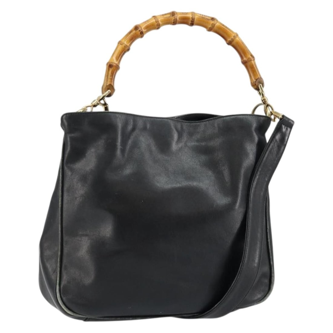 GUCCI Bamboo Hand Bag Leather Black Gold 001 2123 1638 Authentic Italy: GUCCI Bamboo Hand Bag Leather Black Gold 001 2123 1638 Authentic Italy This authentic GUCCI Bamboo Hand Bag combines stylish functionality with a luxurious design. Crafted in Italy, it features a slee