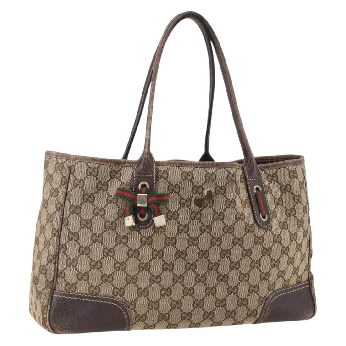 Beige Red GG Canvas Web Line Tote by Gucci 163805 Italy (1 of 18)