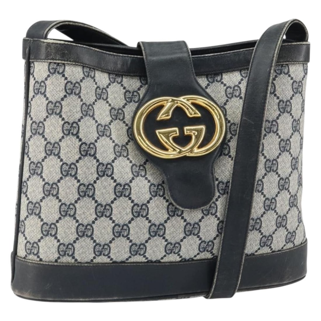 Navy GG Supreme Shoulder Bag by Gucci in PVC Leather (1 of 18)