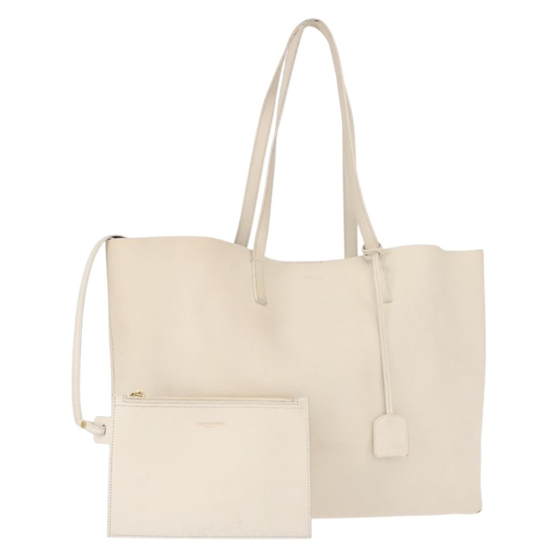 SAINT LAURENT White Gold Leather Tote Bag with Clochette BA7093 (1 of 18)