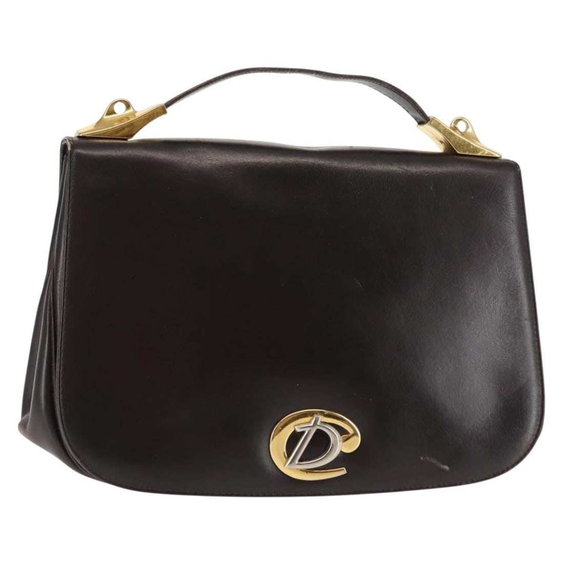 Christian Dior Brown Leather Hand Bag Gold Accents Authenticated: Christian Dior Brown Leather Hand Bag Gold Accents Authenticated This elegant Christian Dior hand bag features a luxurious leather exterior in a rich brown and gold color combination. With dimensions