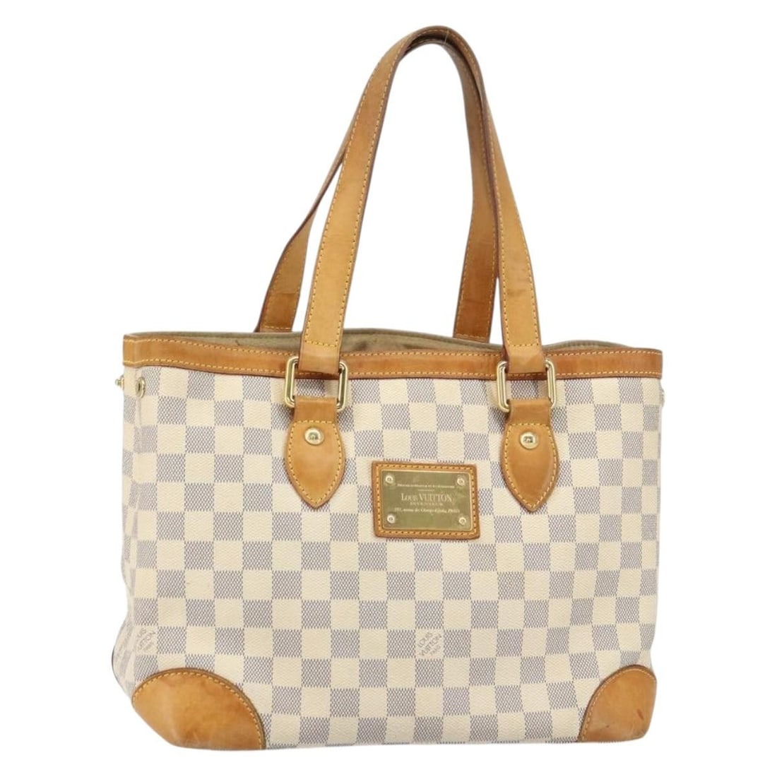 Louis Vuitton Hampstead MM Tote in Damier Azur Canvas N51206: Louis Vuitton Hampstead MM Tote in Damier Azur Canvas N51206 This Louis Vuitton Hampstead MM tote bag features the signature Damier Azur canvas and is designed for versatile everyday use. The bag is m