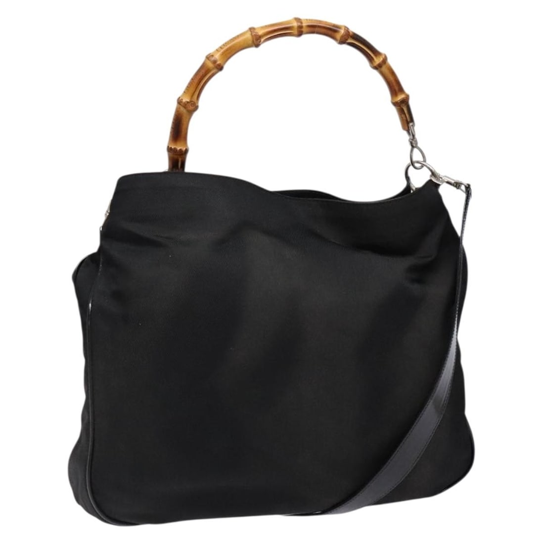 GUCCI Bamboo Canvas Shoulder Bag Black Silver 001 2123 1577 Auth Made in Italy (1 of 18)